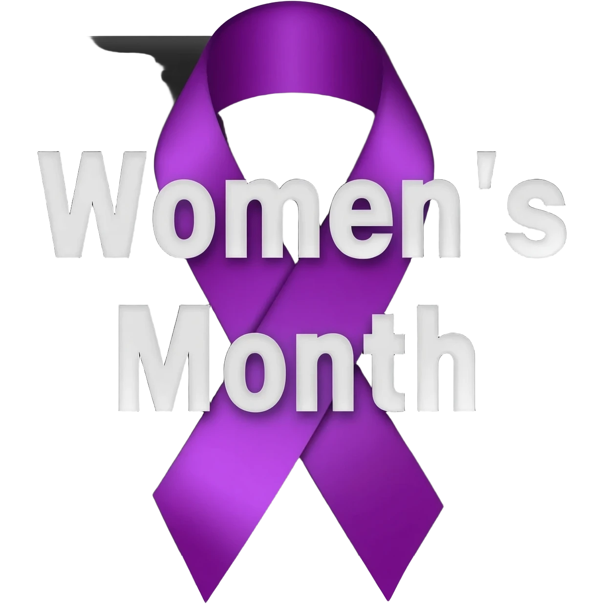 Purple ribbon with black background with written women’s month emoji