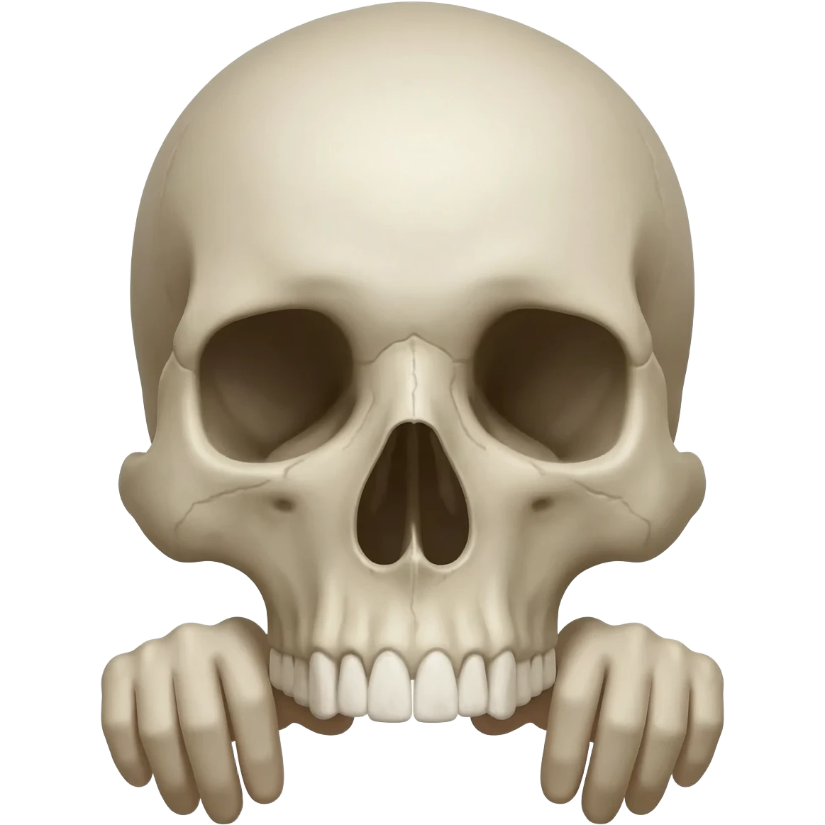 A skull keeping the hands down of the adams apple emoji