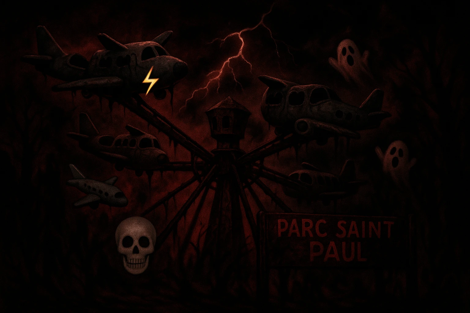 Avions manege du parc saint paul en emoji  rajoute et garde aspect terrifiante  emoji