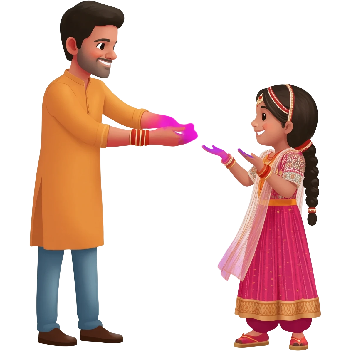 Give me Holi emoji where man giving Holi girl emoji