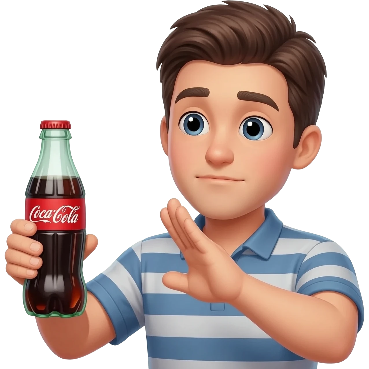 knodding while holding a coke emoji
