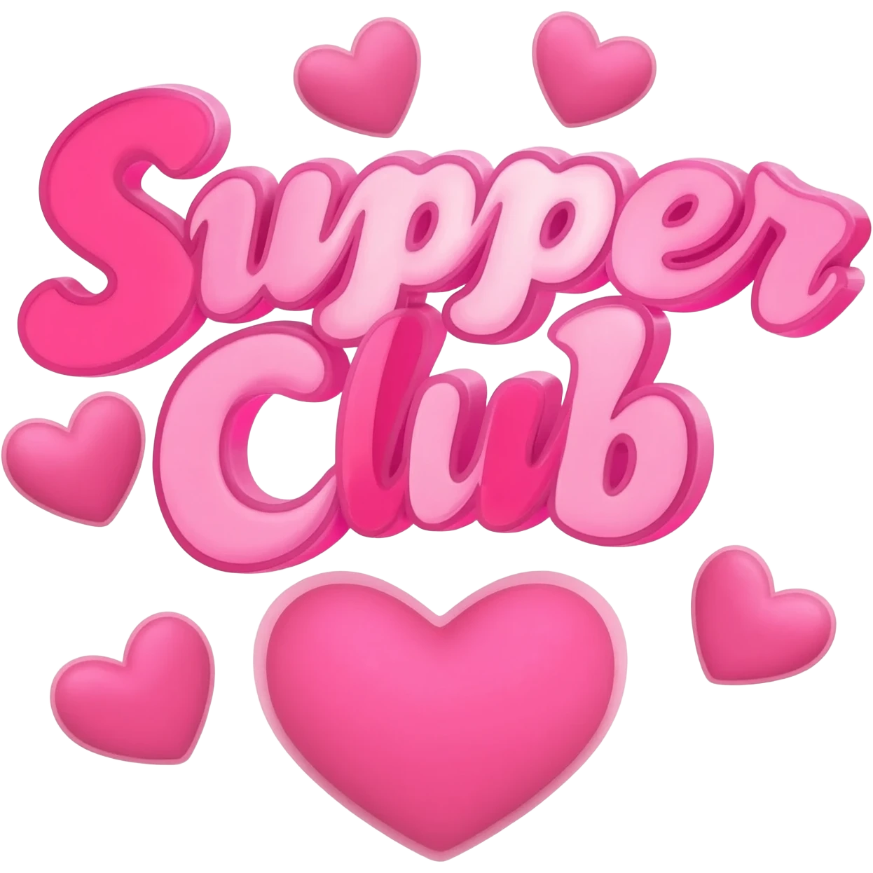 I want the words “Supper Club” surrounded by hearts emoji