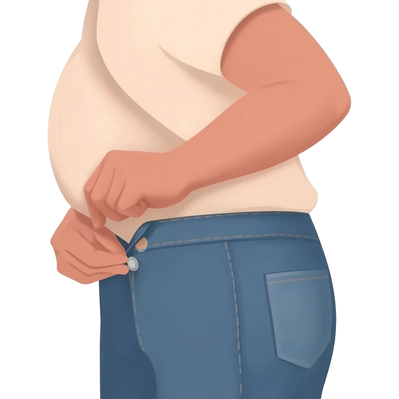 In profile a bald 35 year old guy with beard and gaping mouth waiting for a man to unbutton his jeans emoji