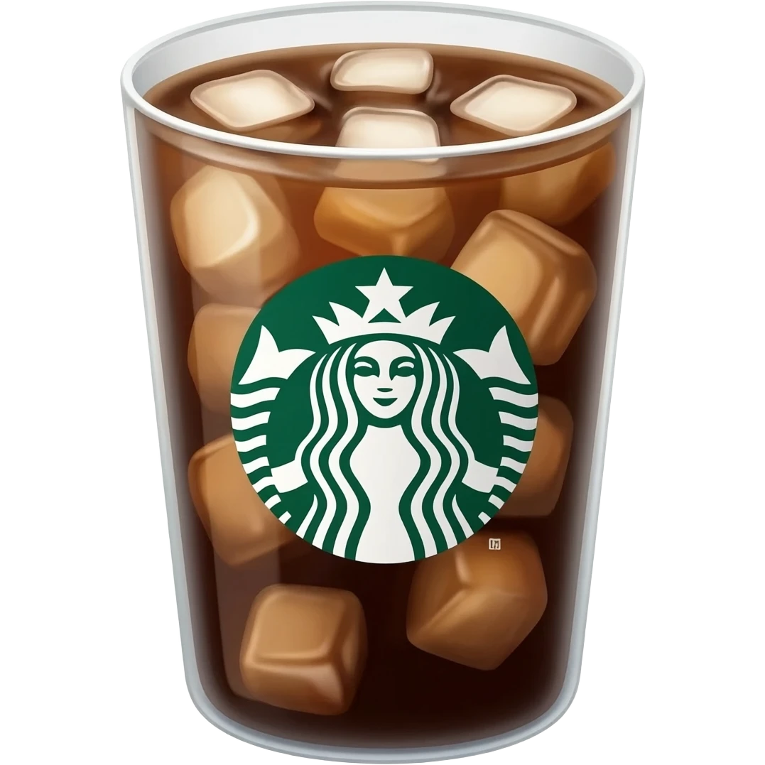 Starbuck ice coffee with ice cubes emoji