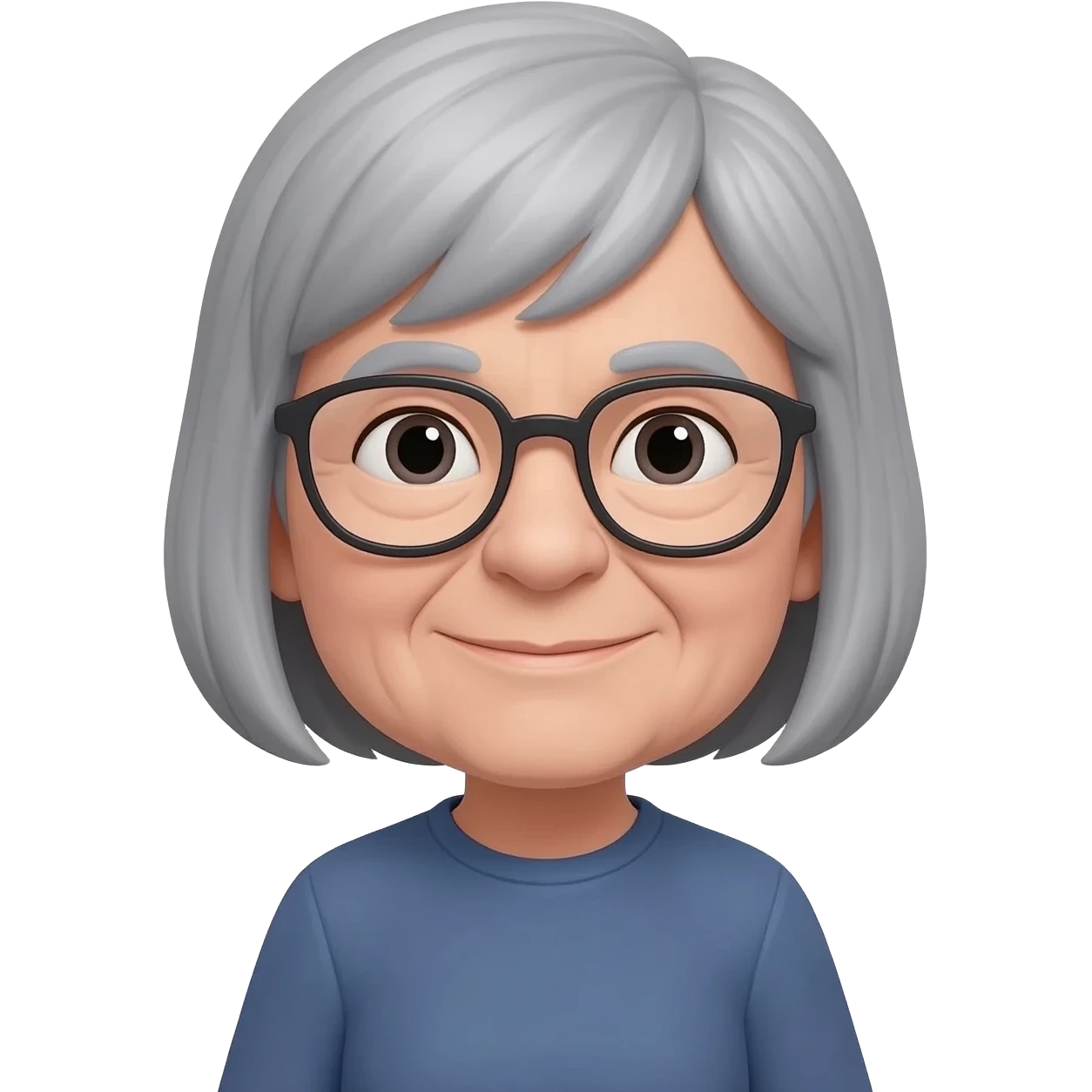 67 grey mid length hair with a fringe and glasses emoji
