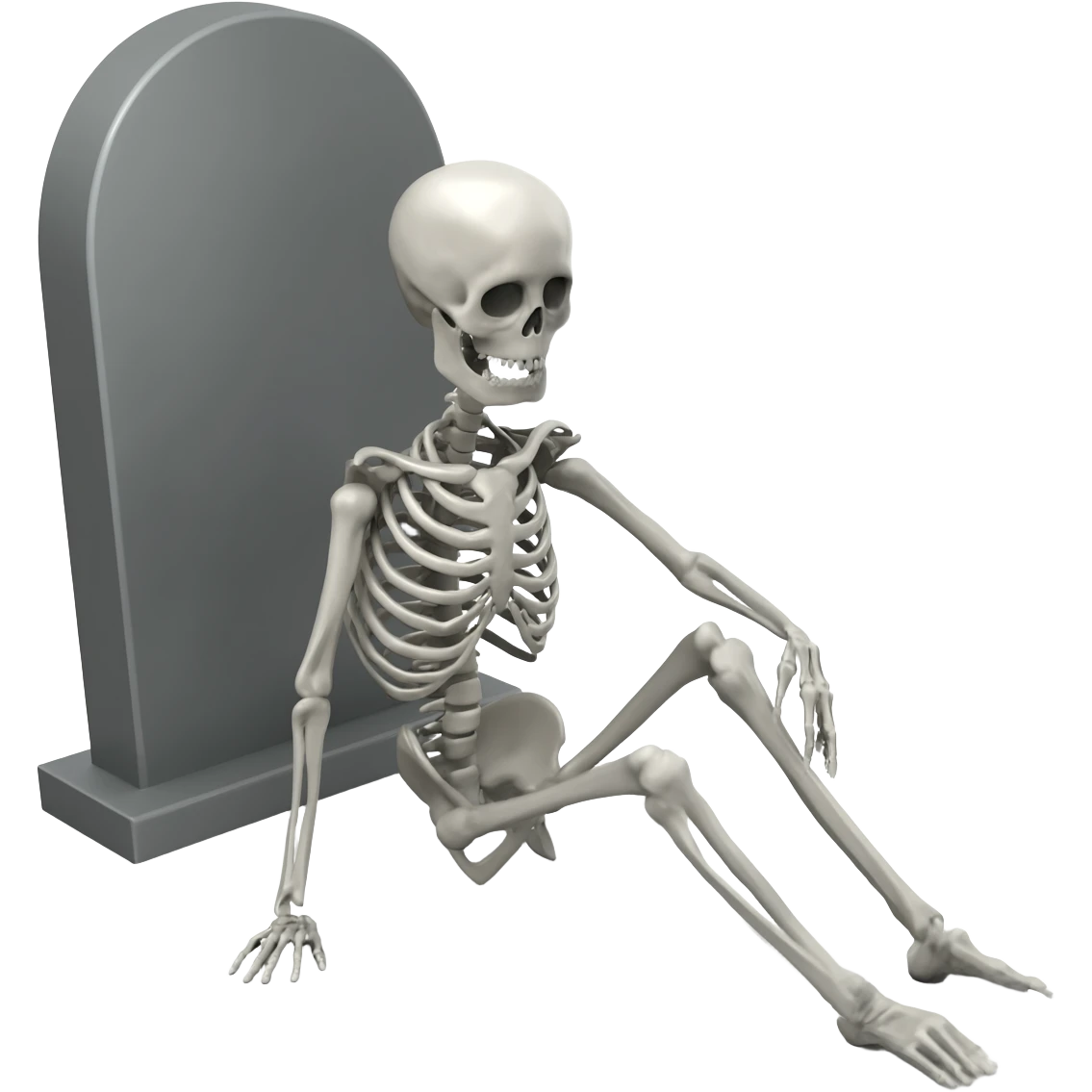 a skeleton sitting next to a grave emoji