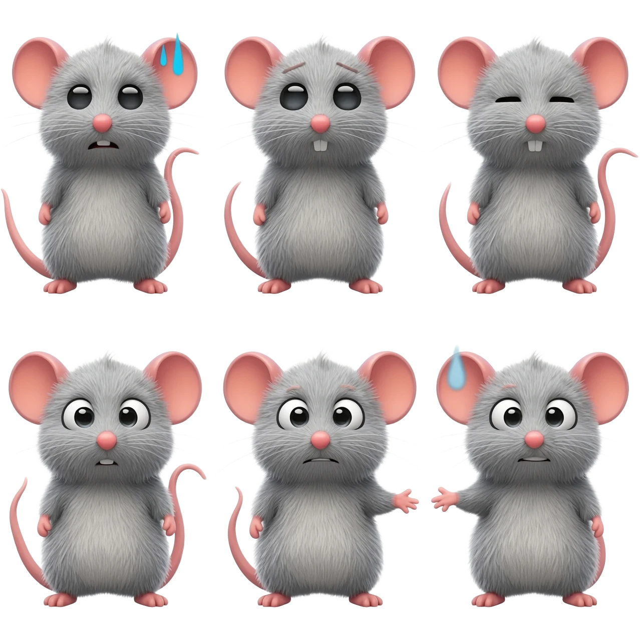 Набор смайлов ультра пушистых мышек с разными эмоциями emoji