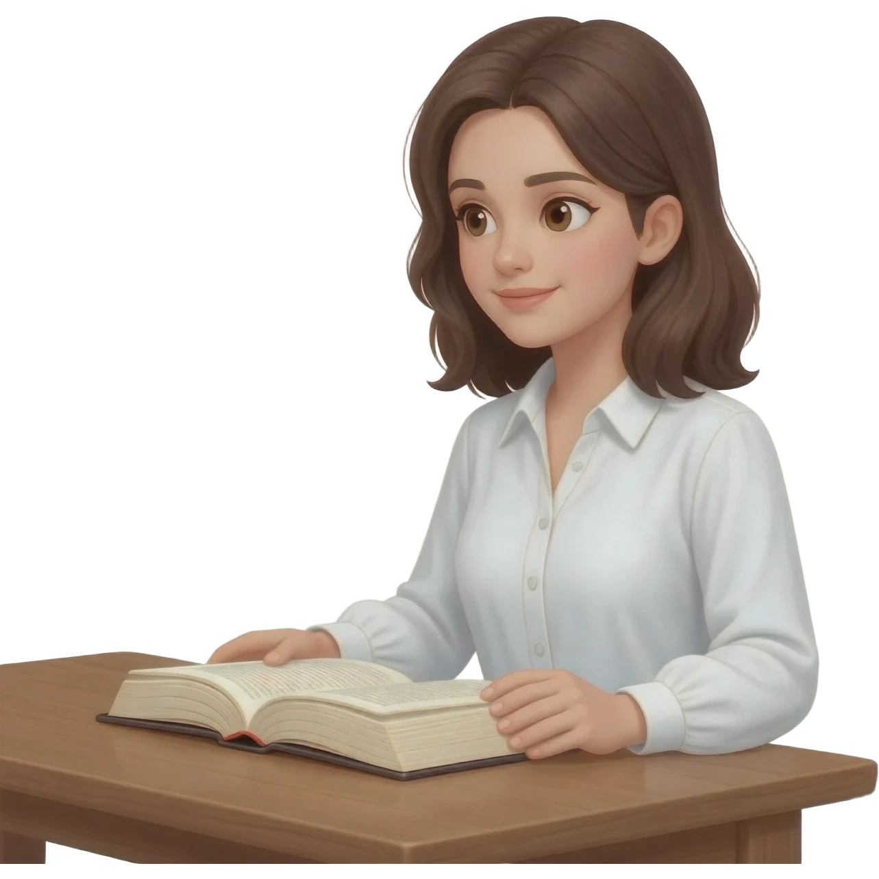 нарисуй девушку, читающую библию ей    20 - 25 лет с боку  emoji