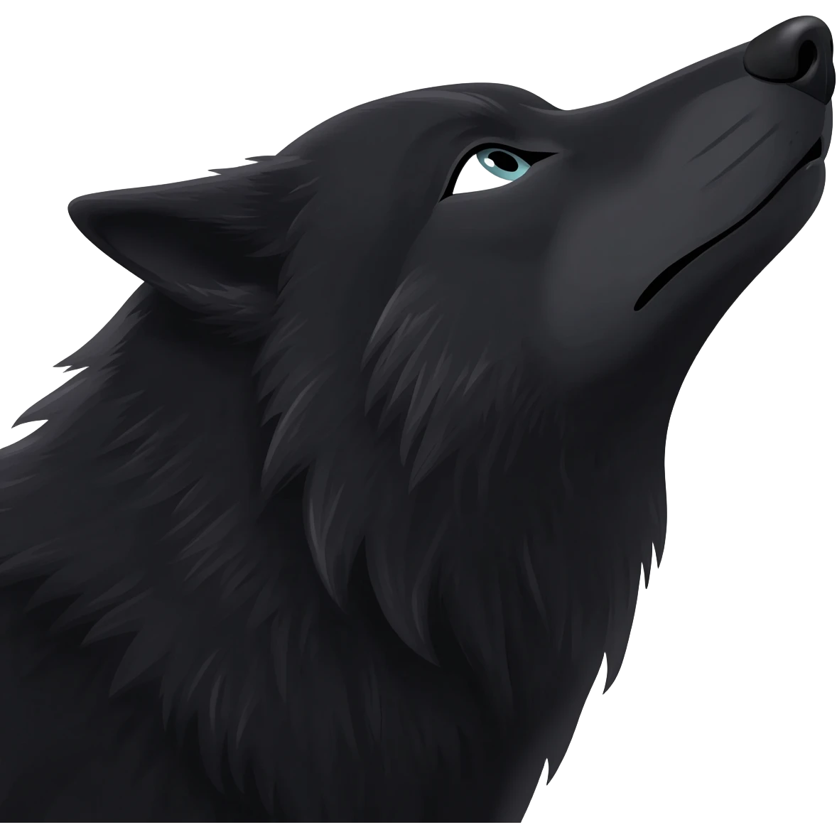 black wolf howling just head ,facing right side emoji