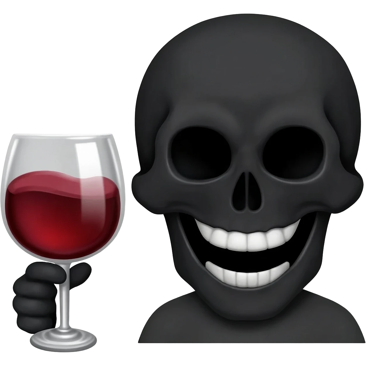 Una calavera de expresión de soltando un facto tomando un copa de vino emoji