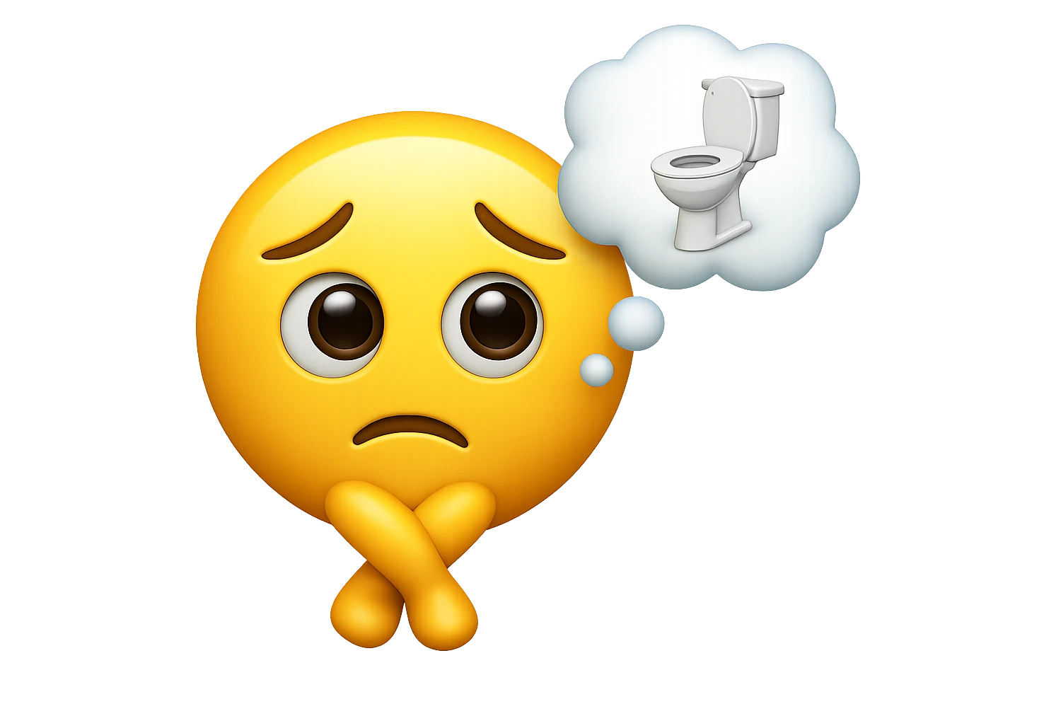 emoji stile iphone che riguarda l'argomento "stipsi/andrò al bagno oggi?", iperrealistico 4k emoji