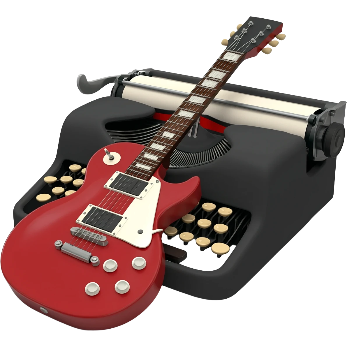 An electric guitar on a typewriter emoji
