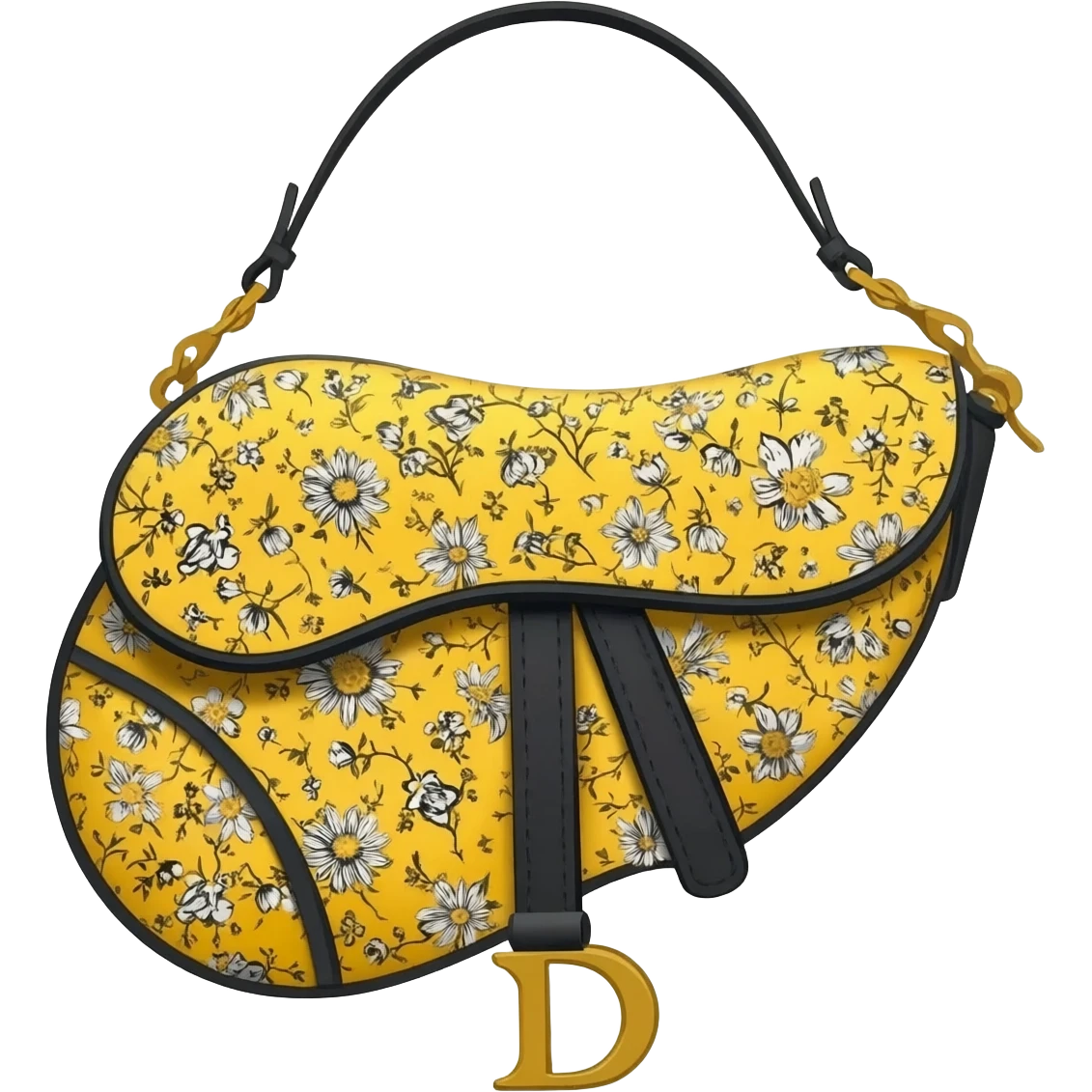 yellow dior print saddle bag emoji