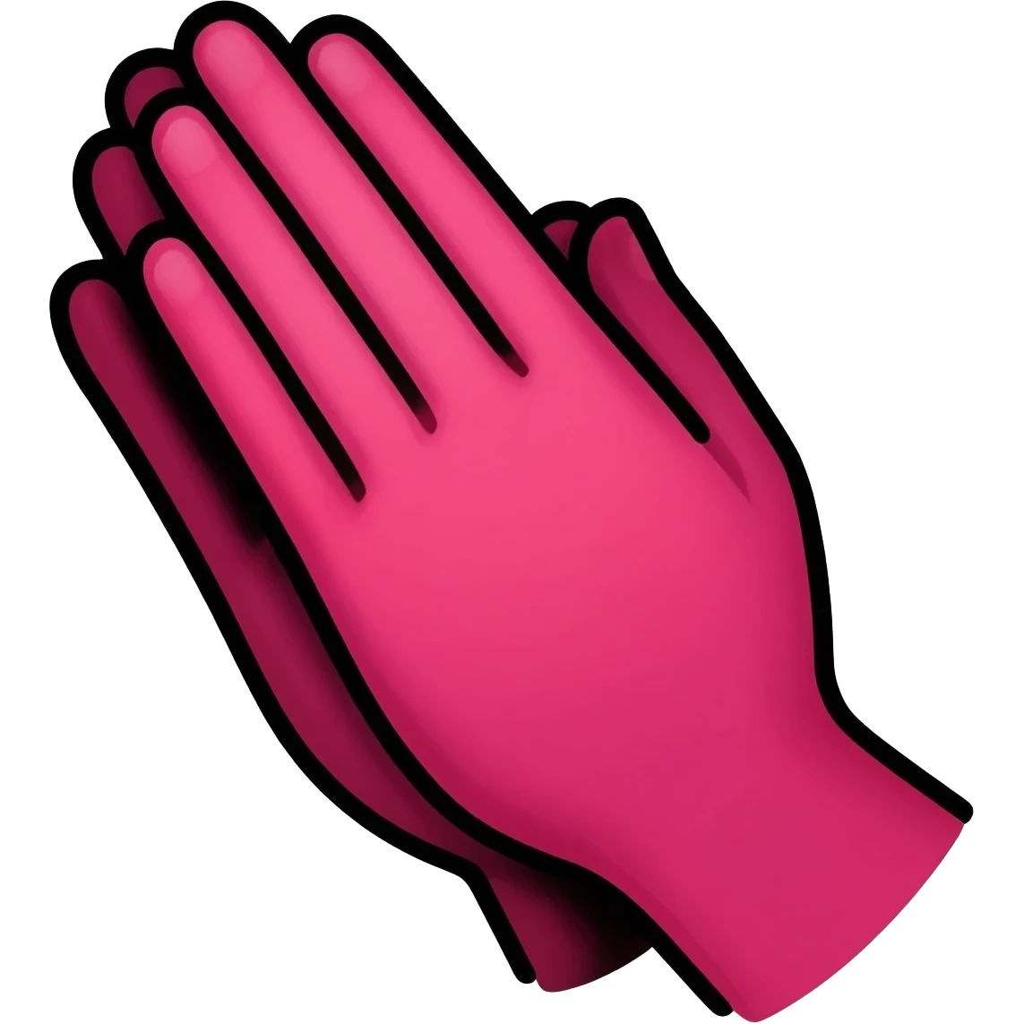 a blessed (i.e "bless") emoji, like two praying hands but hot/light pink (more light pinkish), black outline, cartoon hands emoji