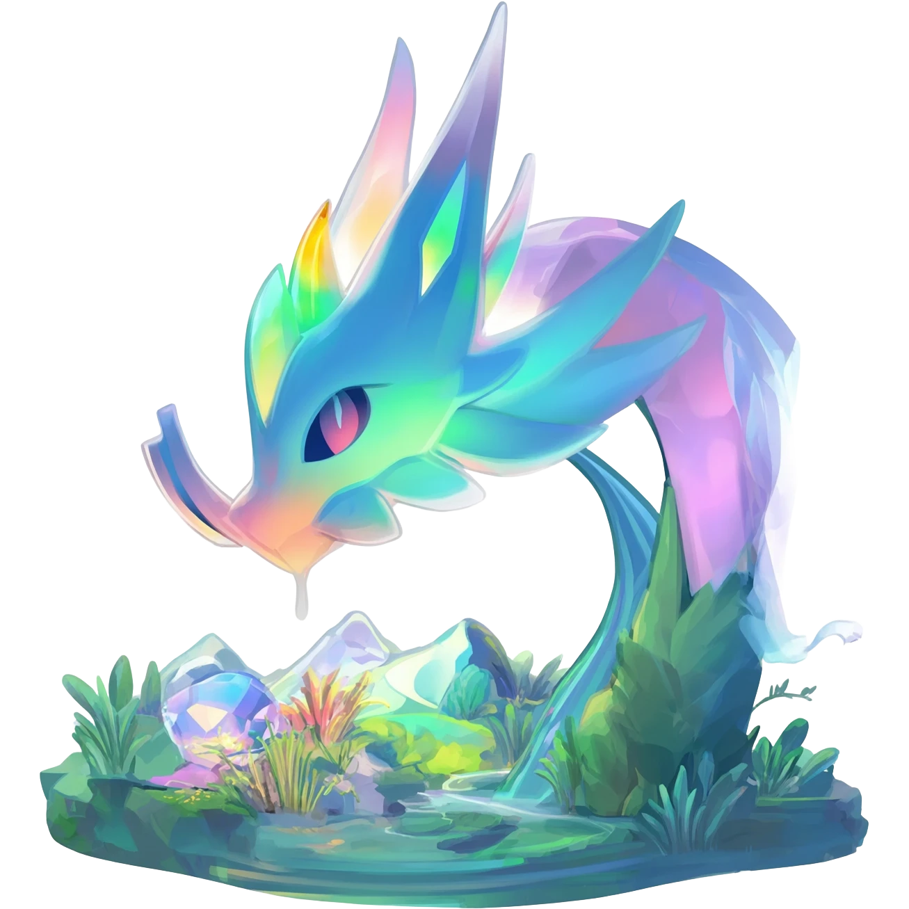 Epic complex iridescent scenic-aesthetic-Fakémon-creature-scenery emoji