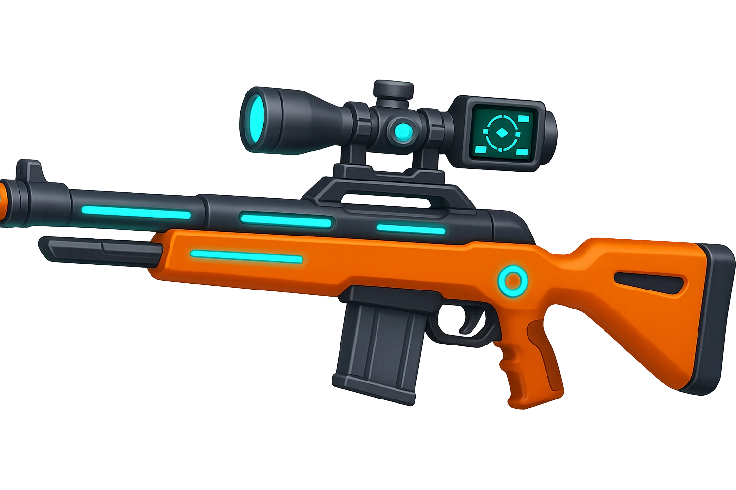Make the toy sniper rifle much longer and more high tech, in the style of Apple emojis, with no background. Keep the apple emoji style look and feel. emoji