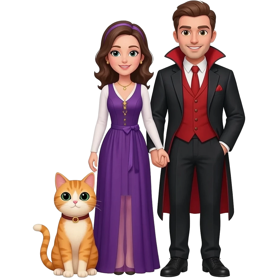 magician couple and their pet cat emoji