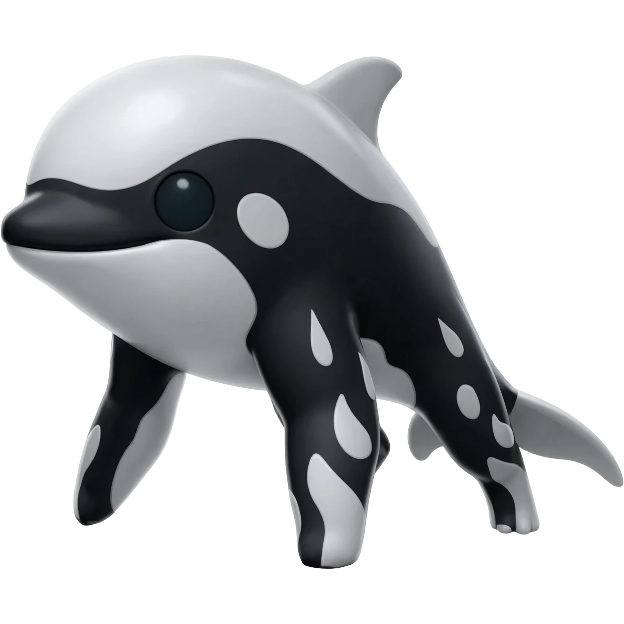 Black and white smooth glossy soft hot spotted Meloetta-Dialga-Orca-Vaporeon-Pokémon-Fakémon-fusion-hybrid-creature (full body), 4-legged,  emoji