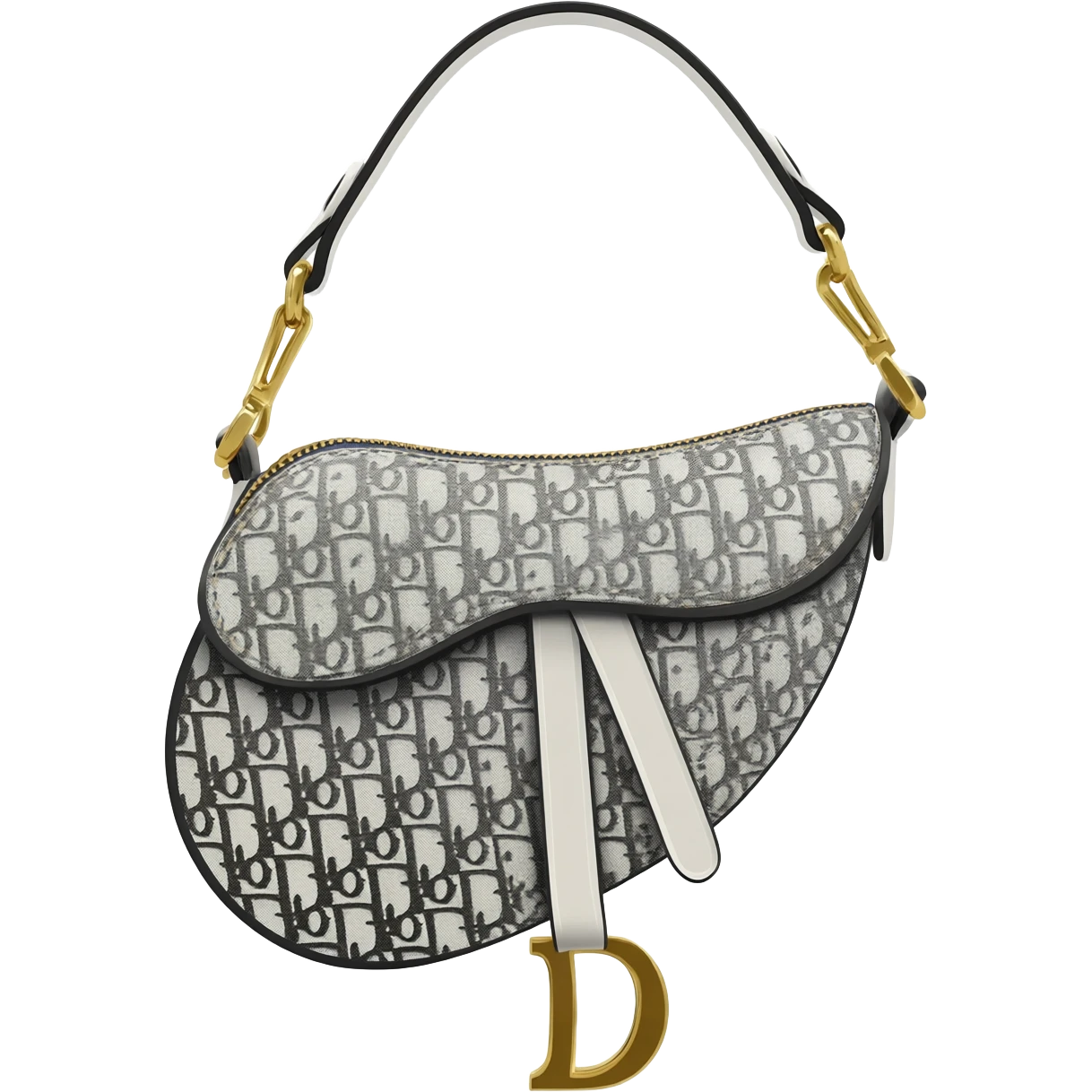 white dior printed saddle bag emoji