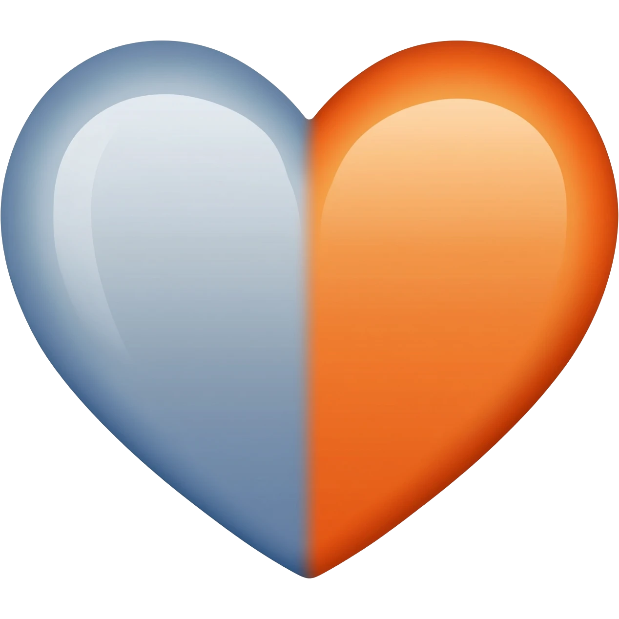Left half orange heart left half blue heart emoji
