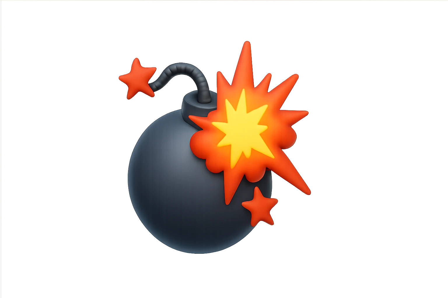 emoji stile iphone di una bomba che esplode, ISOLATA SU SFONDO BIANCO emoji