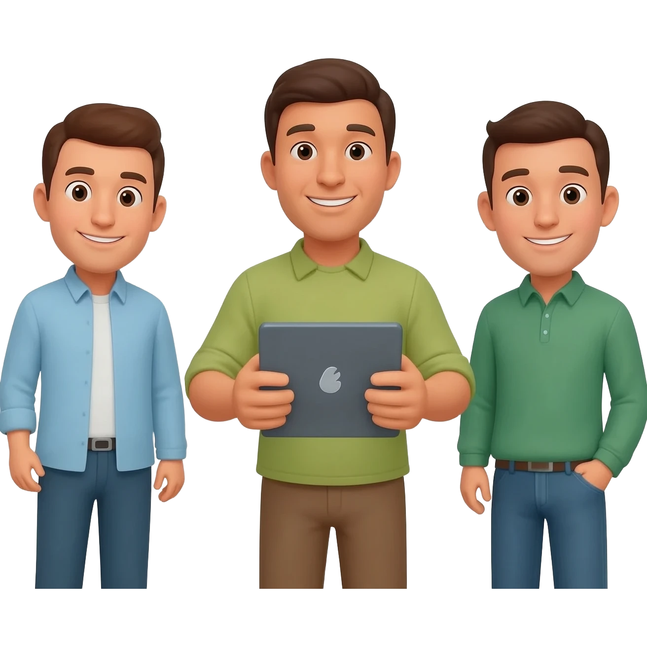 tres personas pagando renta solo hombres emoji