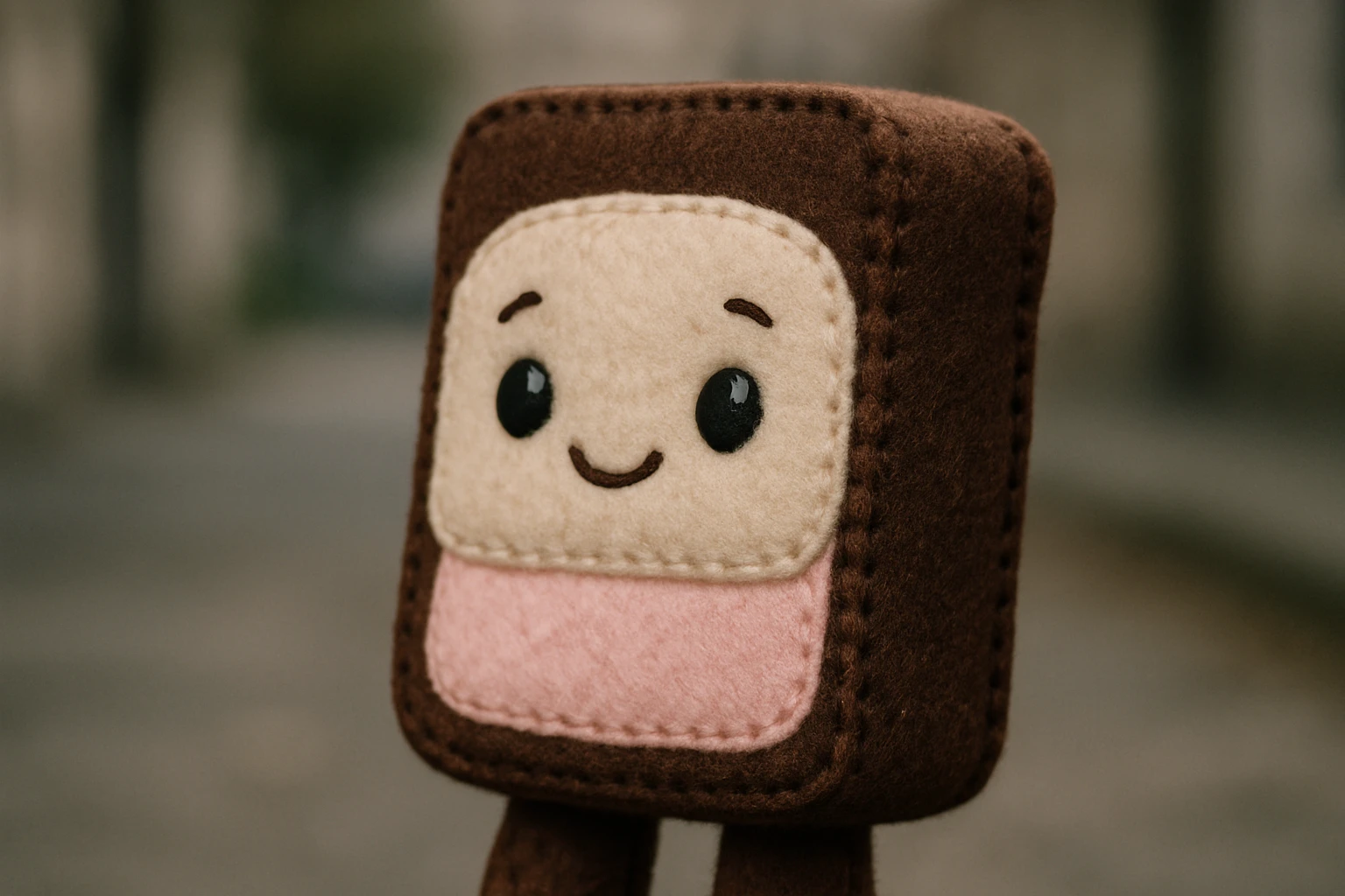 cute ice cream sandwich, plush toy style, stitched details, gentle colors emoji