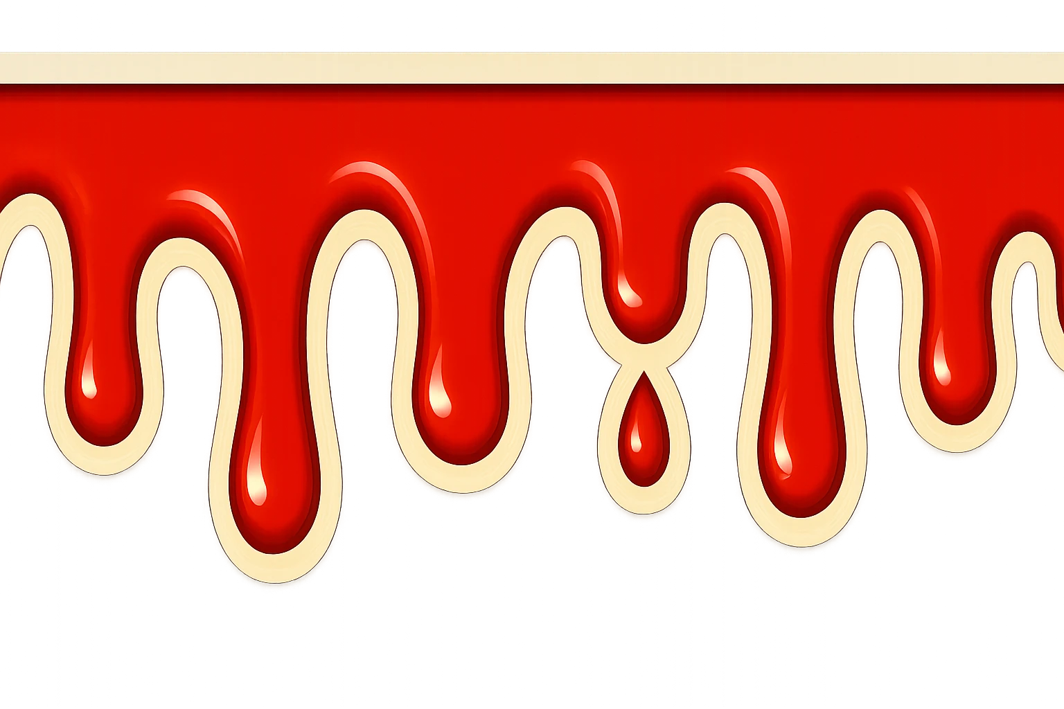 Make the blood drips even shorter. Extend the image to be three times longer horizontally while maintaining the same vertical height. Keep the retro sticker style. emoji