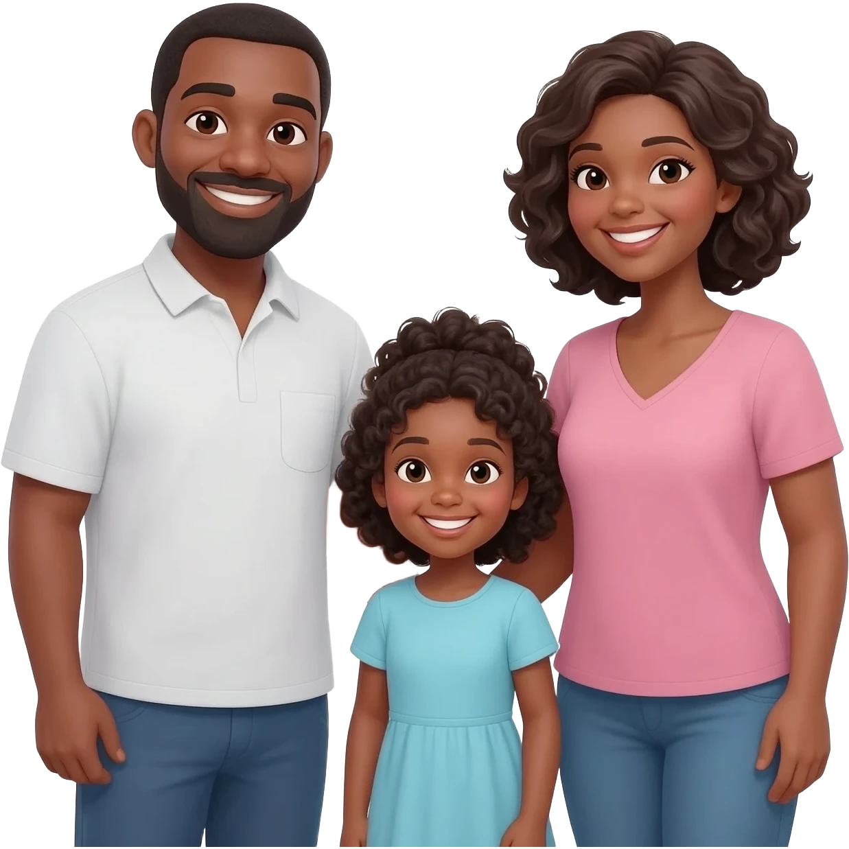 papa, mama e hija negros emoji