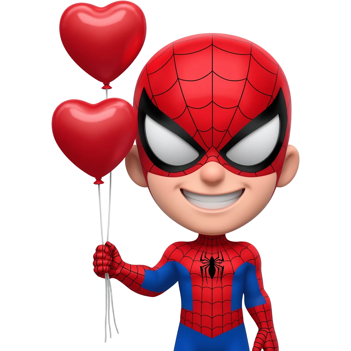 spiderman holding baloon hearts emoji