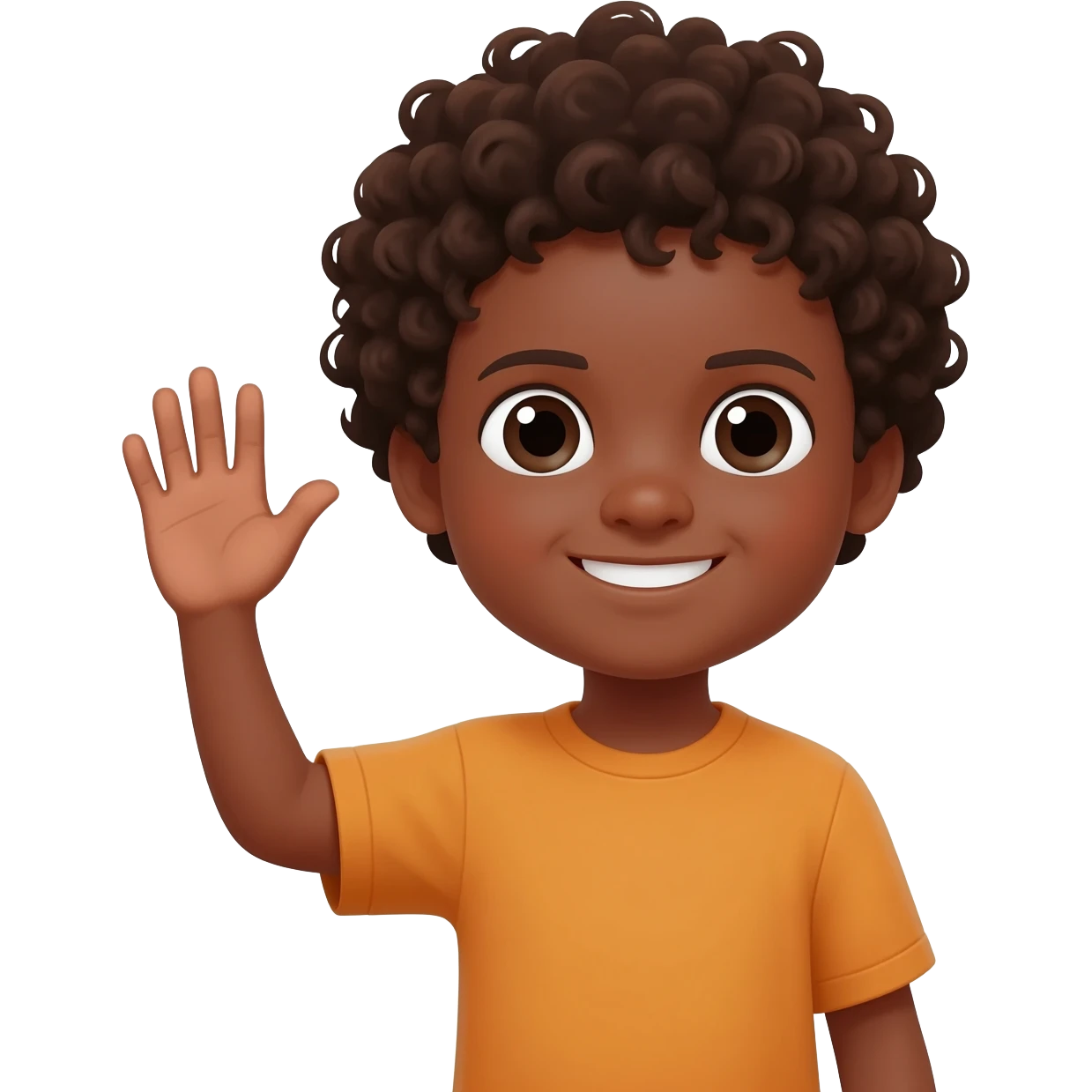 waving goodbye sad black boy curly hair emoji