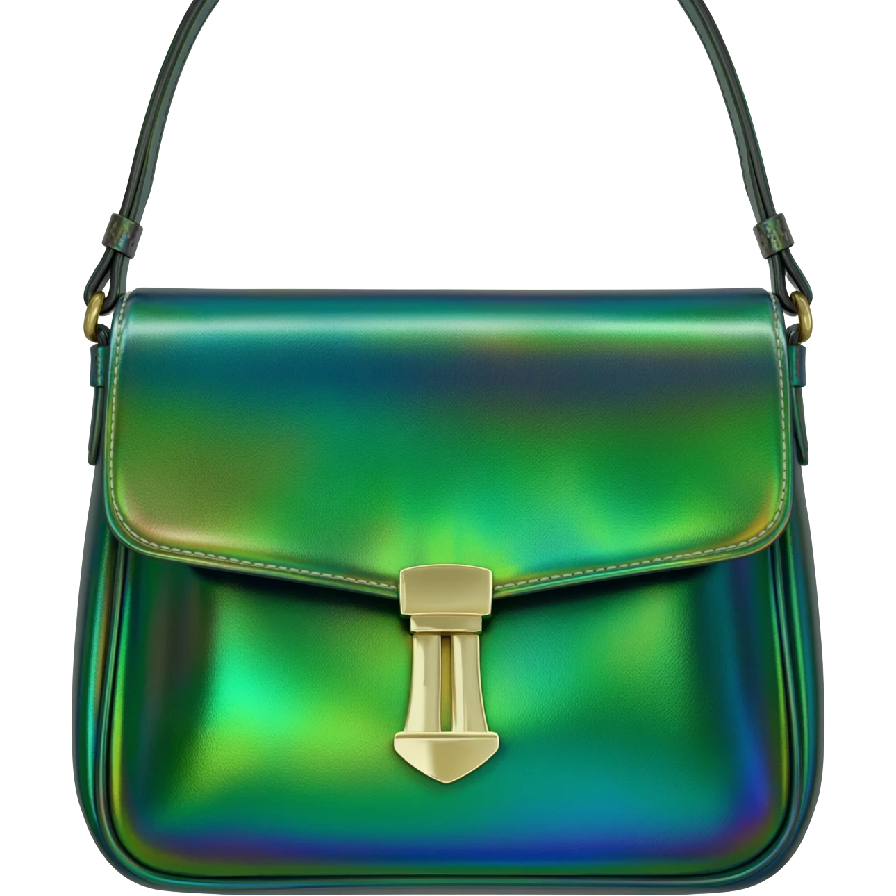 Hyperrealistic highly detailed colorful shimmeringBrahmin Shea Green iridescent Lulia Leather Crossbody emoji