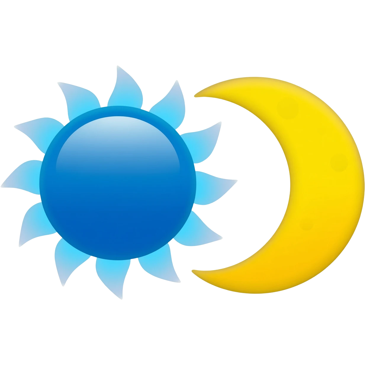 Blue yellow sun moon emoji