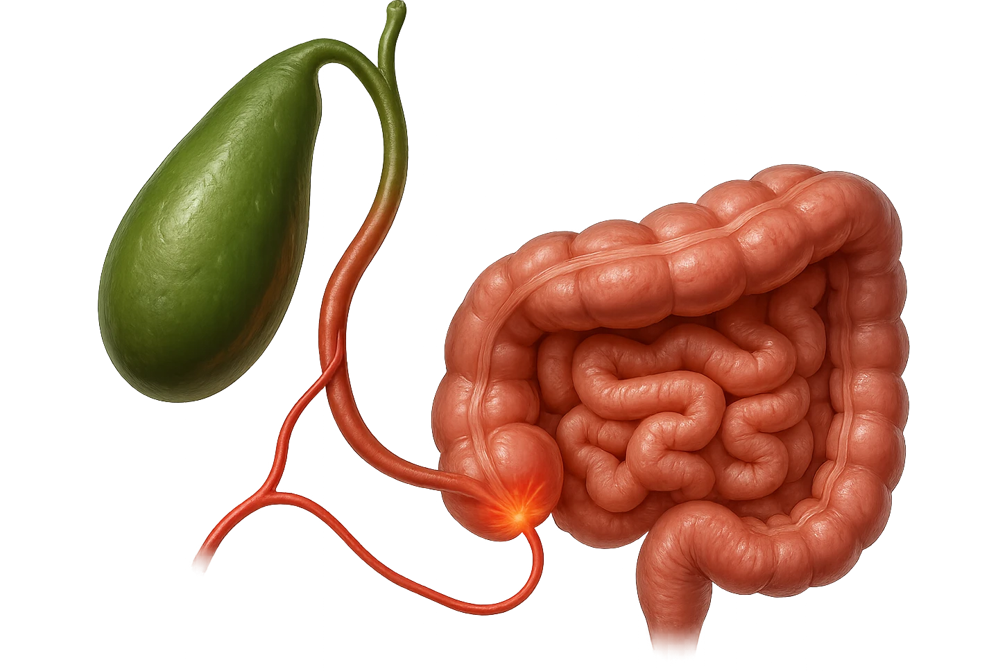 CISTIFELLEA E INTESTINO SONO COLLEGATI NEL DOLORE, iperrealistico 4k emoji