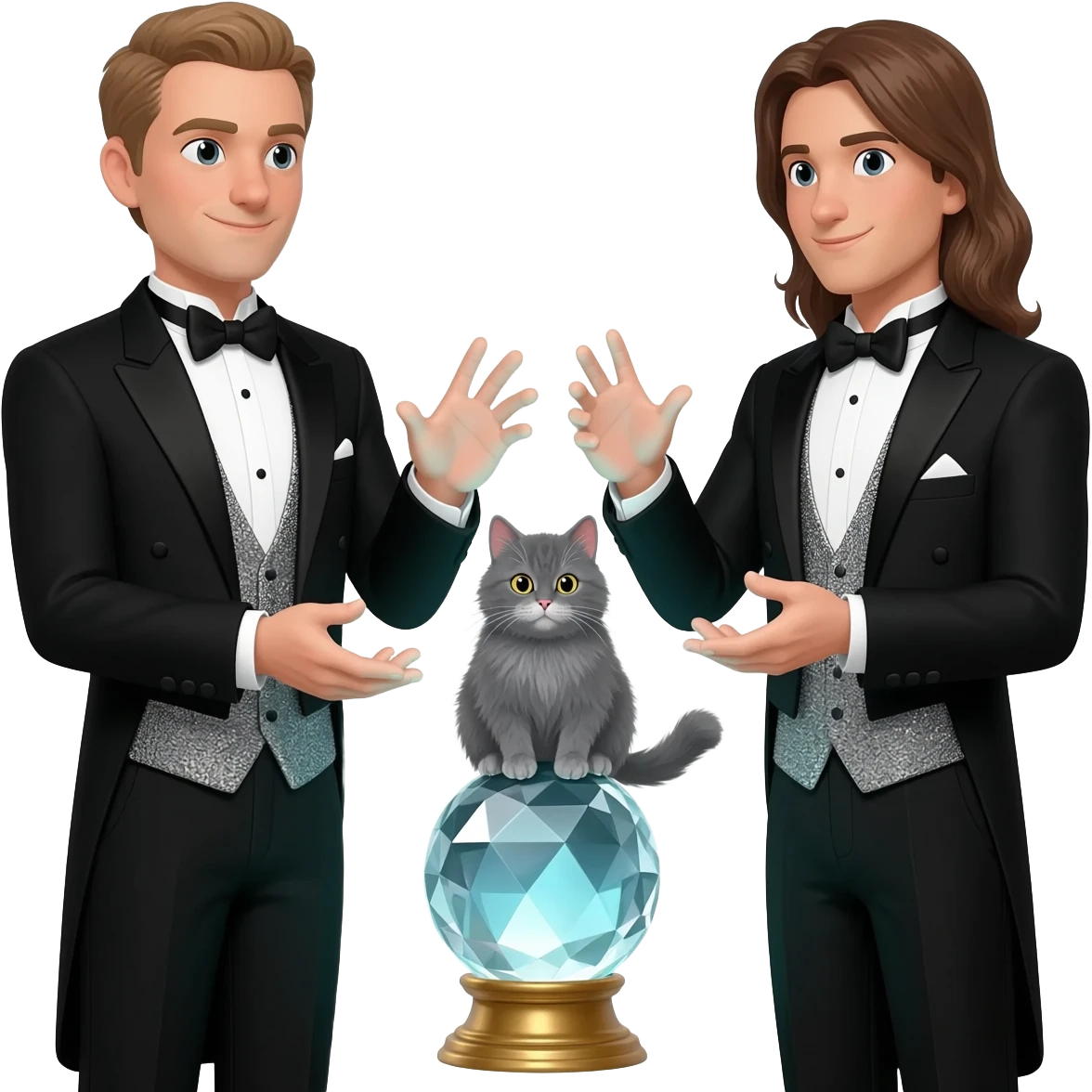 magician couple and their pet cat emoji