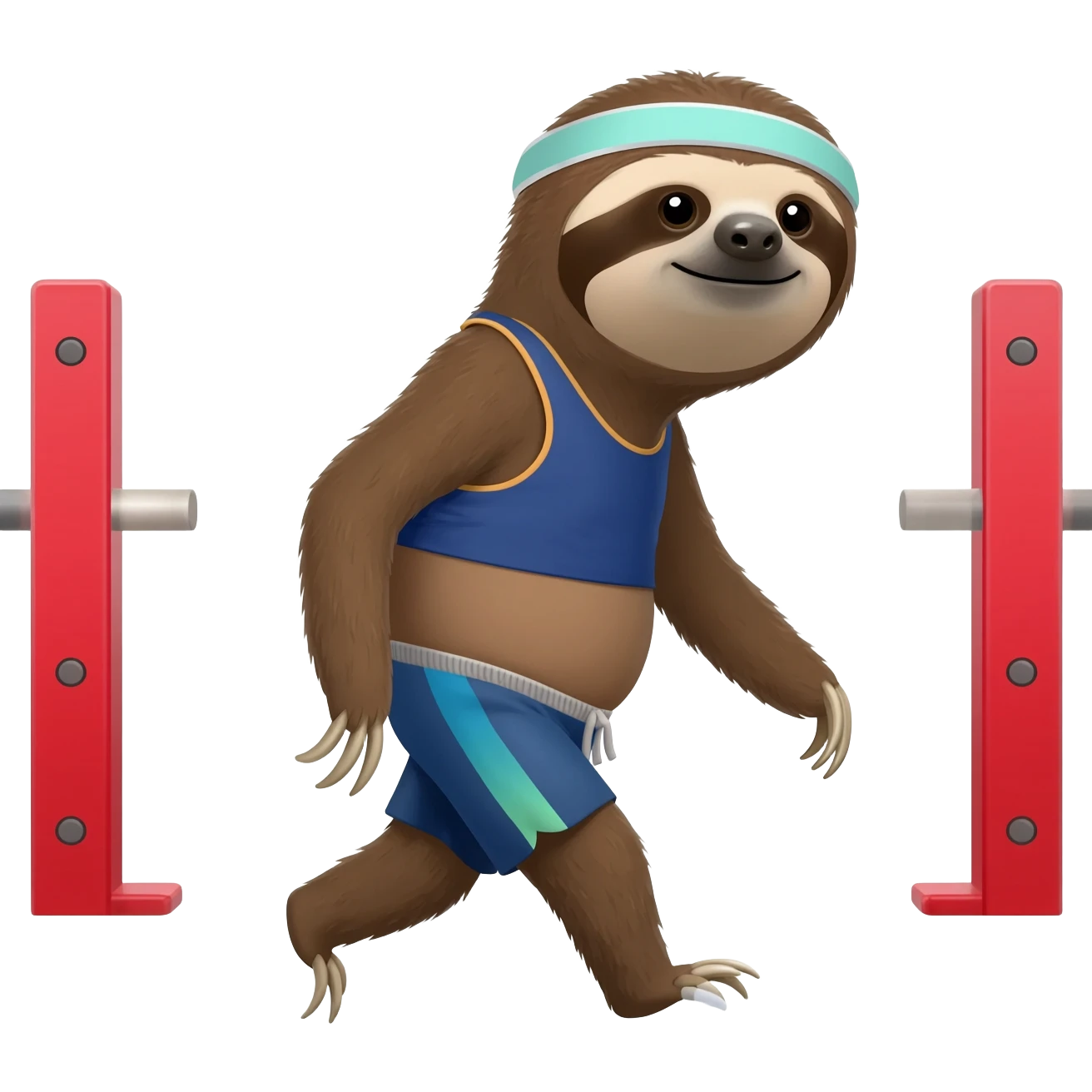 A sloth going to a gym emoji