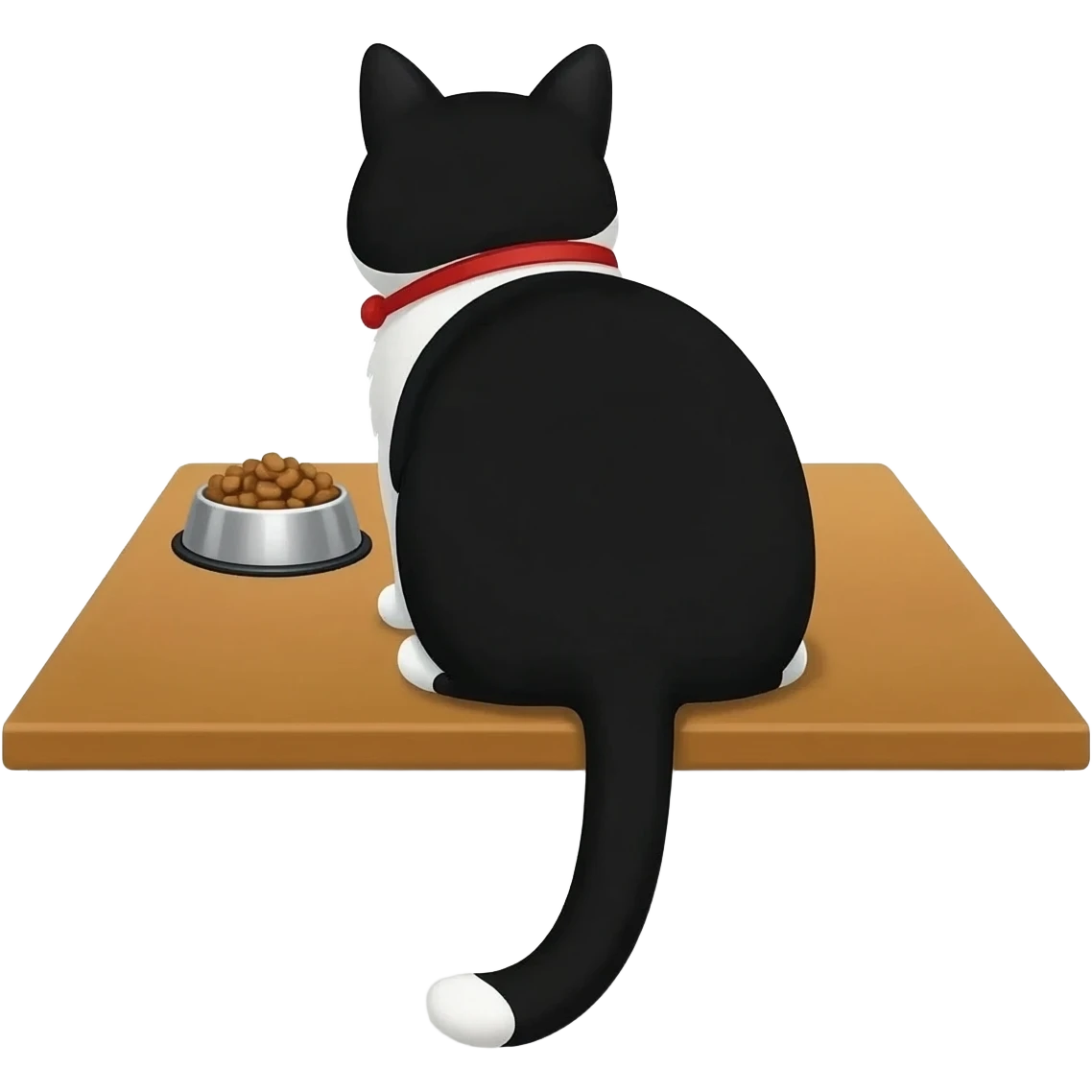 The black and white cat turned away from the food bowl emoji