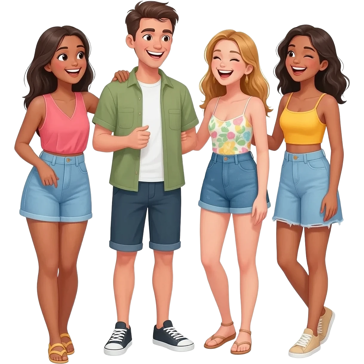 4 friends (3 girls 1 gay) emoji