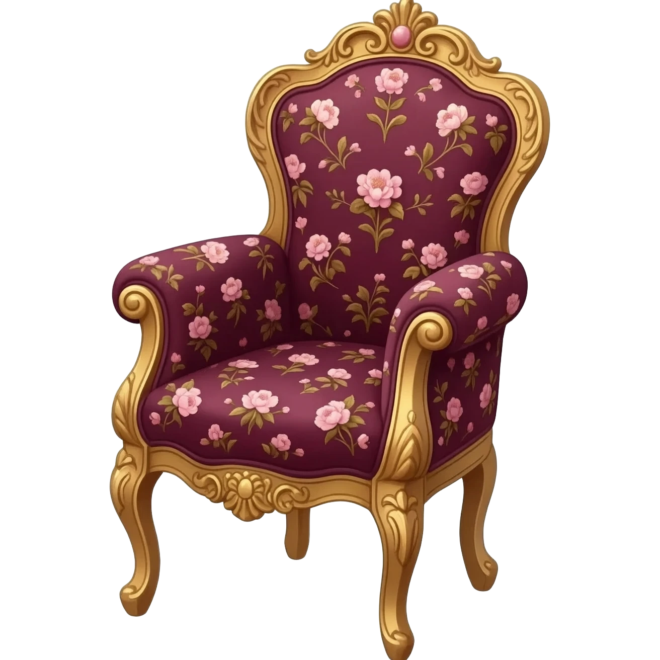vintage rococo maroon dainty floral chair emoji