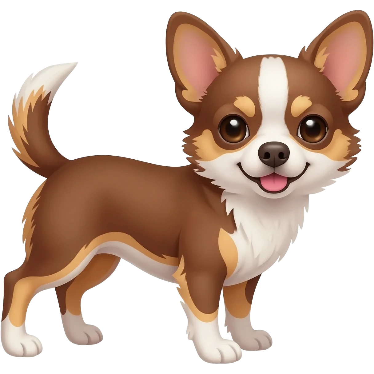 Chihuahua marron et blanc au ventre emoji