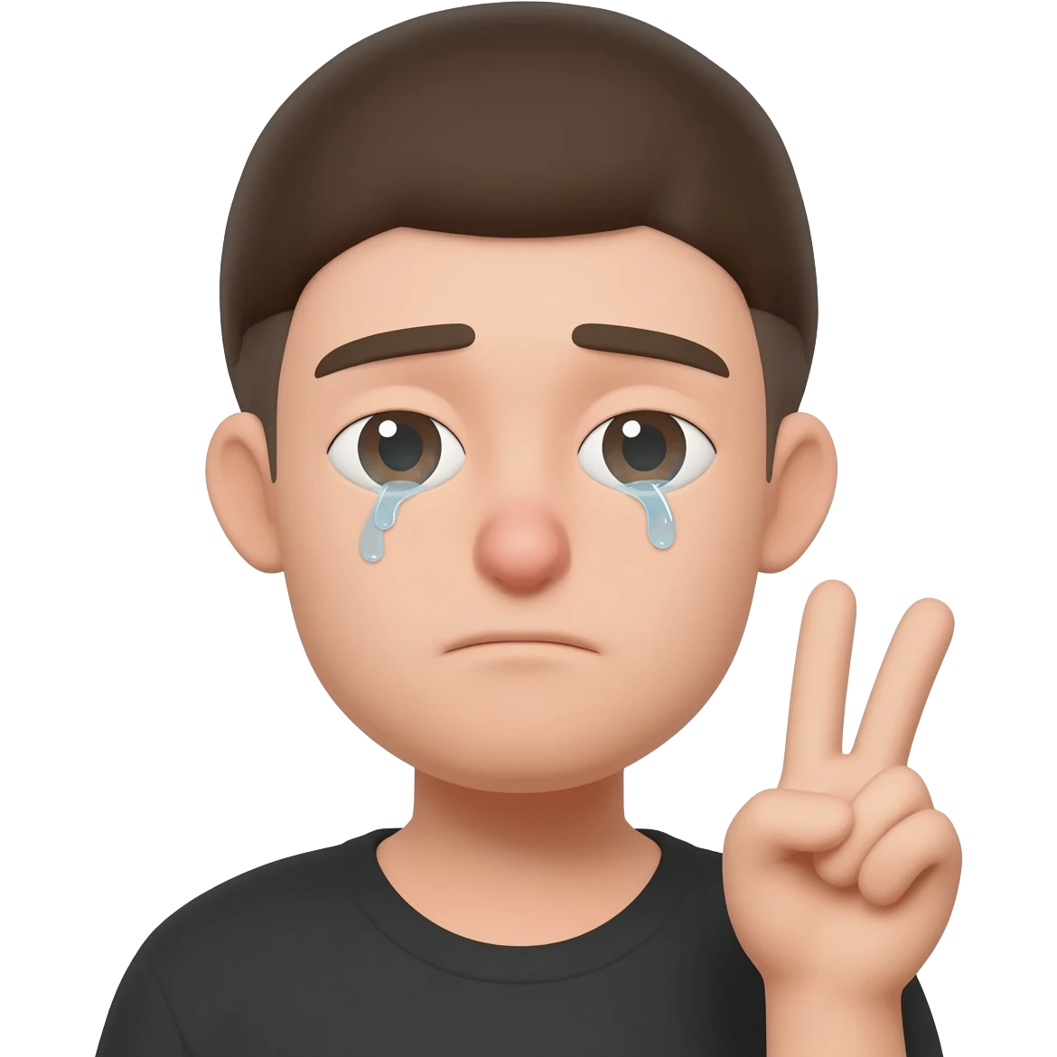 Fais un émoji qui pleure en faisant le signe avec les mains emoji