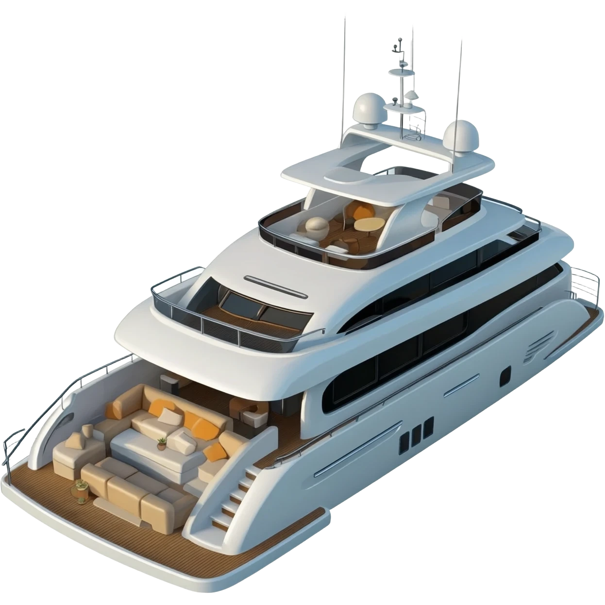 A party yacht without color around emoji