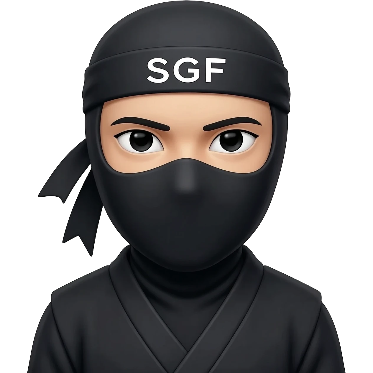 iphpme Black Ninja emoji with SGF written on headband emoji