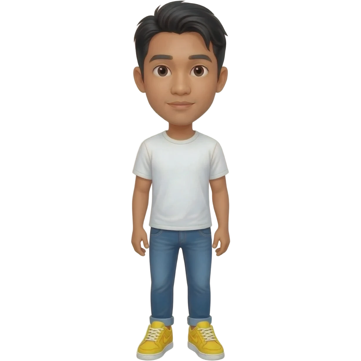 Filipino man white t-shirt denim jeans with yellow sneakers  emoji