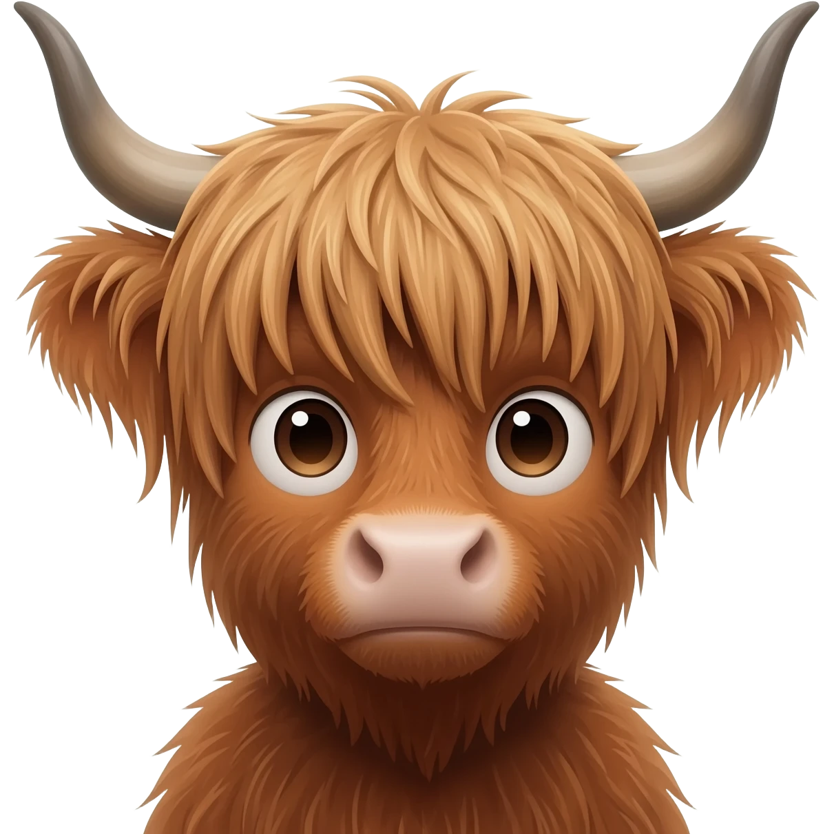 highland cow humanisation femboy with messy light brown bangs covering the eyes emoji