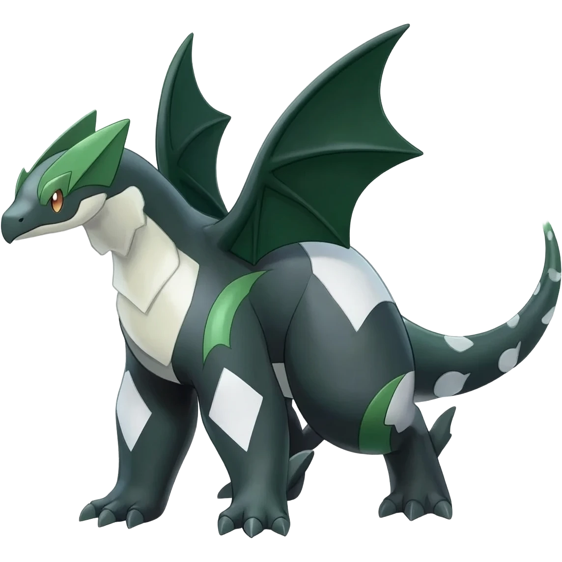 Shiny Black Grey White and Dark-Green Trico-Nargacuga-Silvally-Absol-fusion emoji