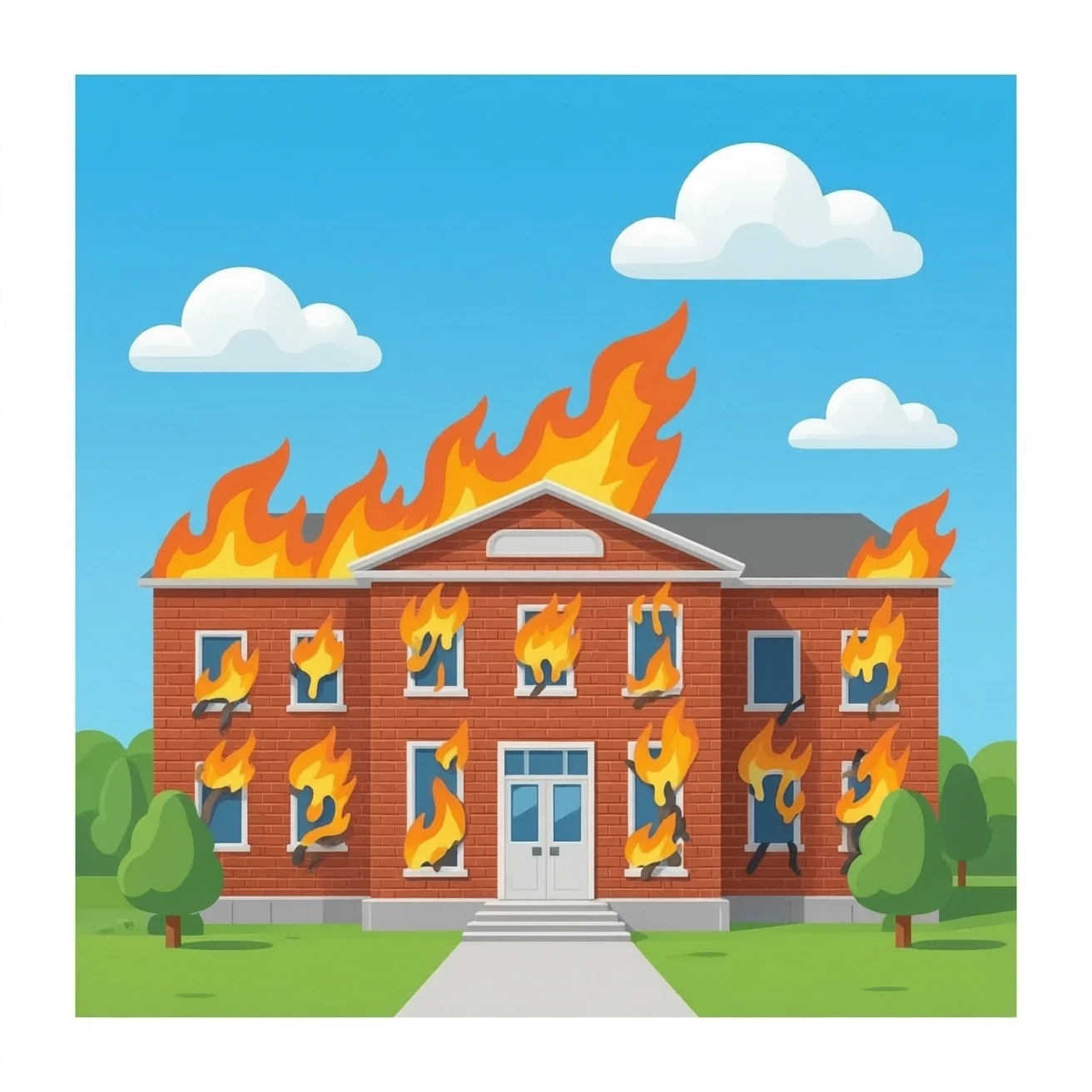 École qui prend feu emoji