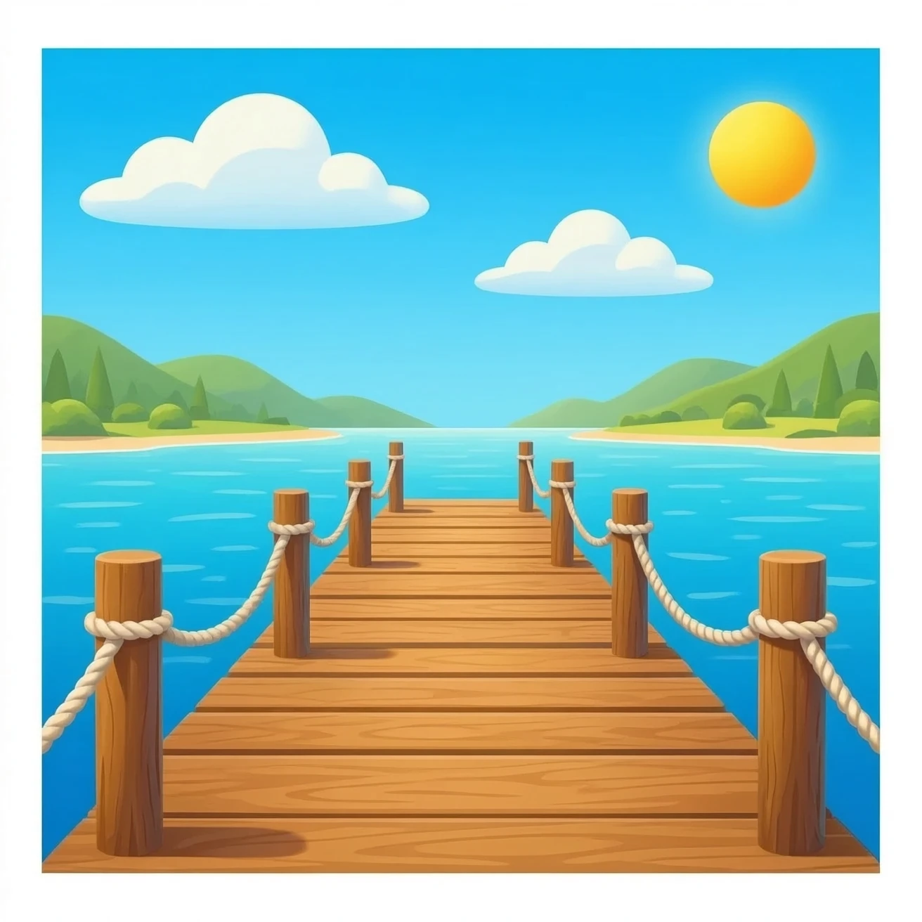 create an emoji of a wooden pier with rope between the different wooden pillars emoji