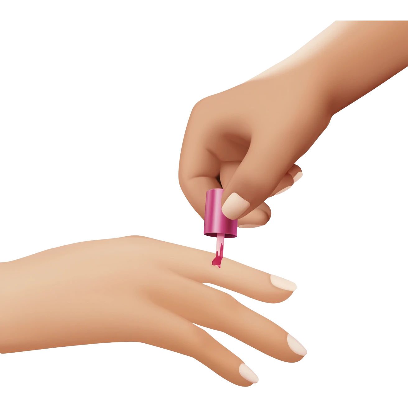 womens hand etting her nails painted by another hand. emoji