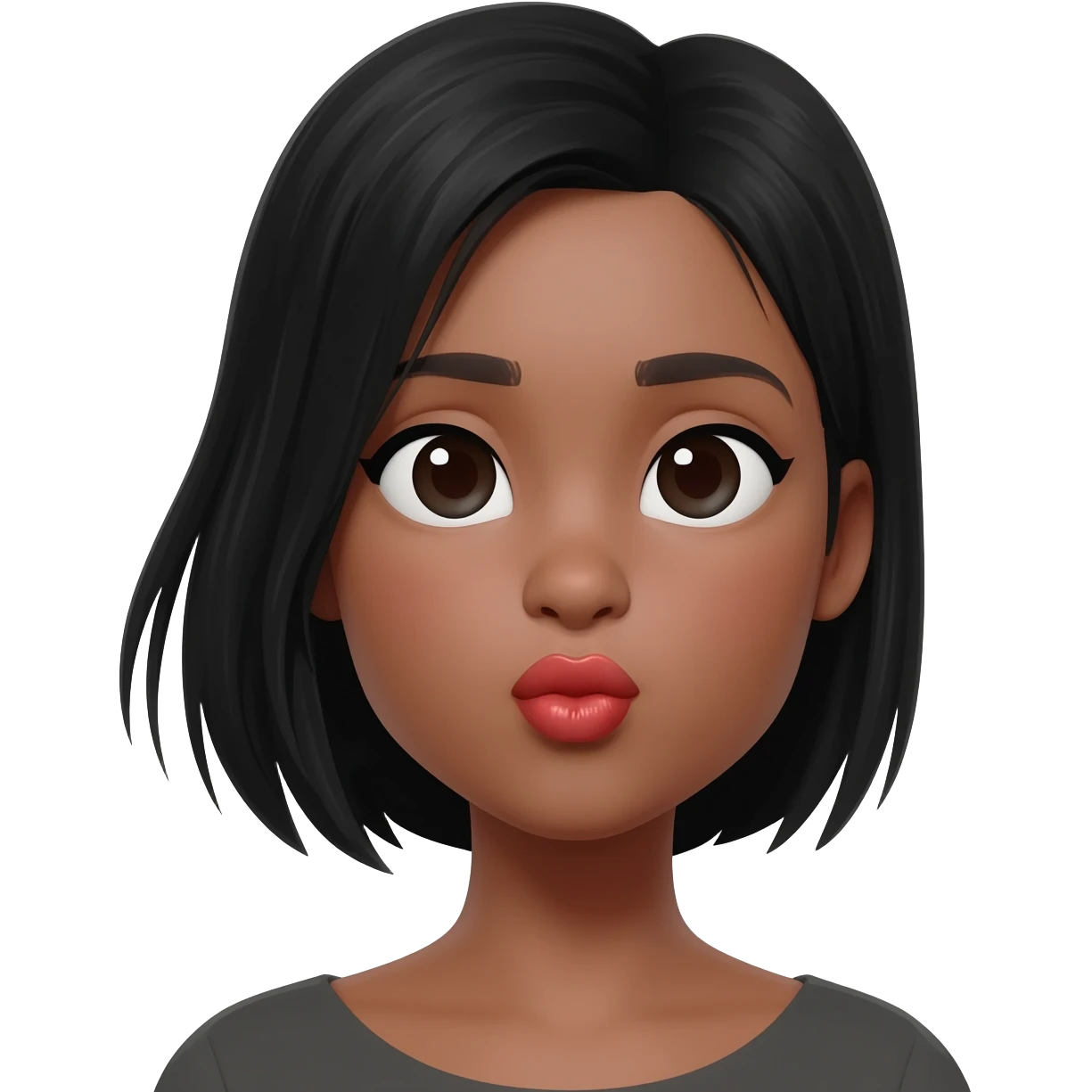 girl with black hair blowing a kiss emoji